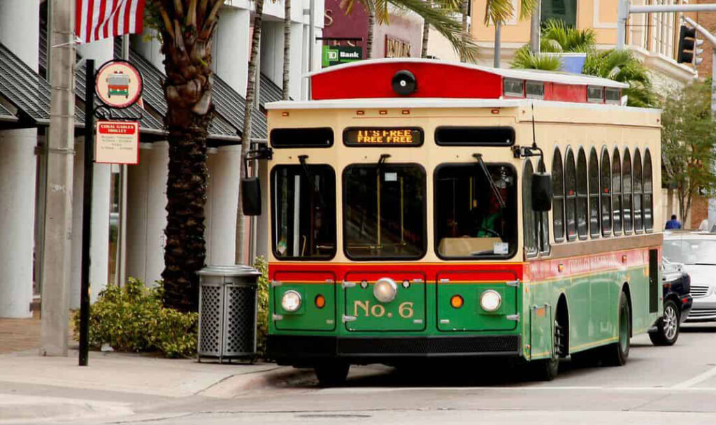 Coral Gables Trolley showing trolley stop signage